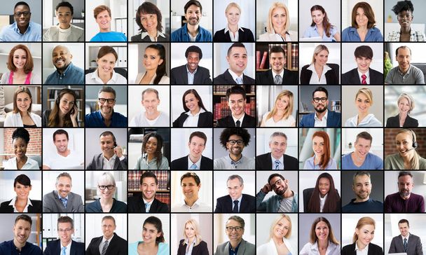 People Diversity Headshot Collage. Crowd Or Group Photo - Фото, зображення