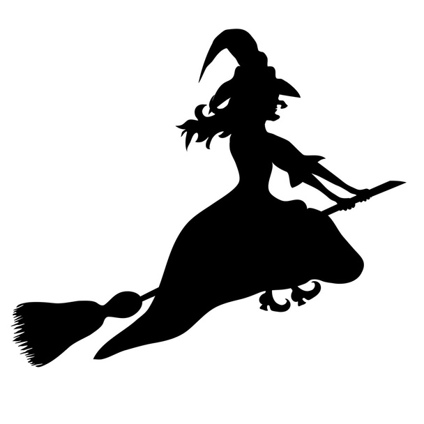 Cadılar Bayramı Poster cadı üzerinde sweeper ile - Vektör, Görsel