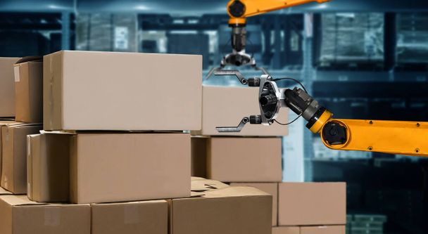 Έξυπνο σύστημα βραχίονα ρομπότ για πρωτοποριακή ψηφιακή τεχνολογία αποθηκών και εργοστασίων - Φωτογραφία, εικόνα