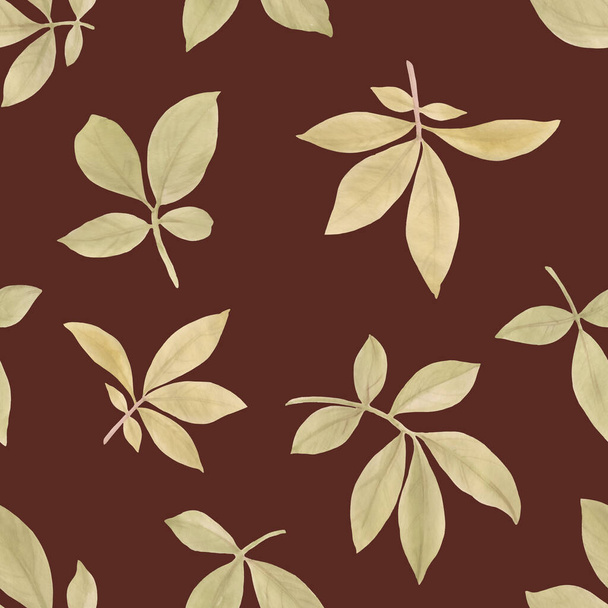 Abstract botanical pattern from leaves. Seamless pattern for fabric, wallpaper, wrapping paper design, scrapbooking. Background from leaves on an abstract background. - Φωτογραφία, εικόνα