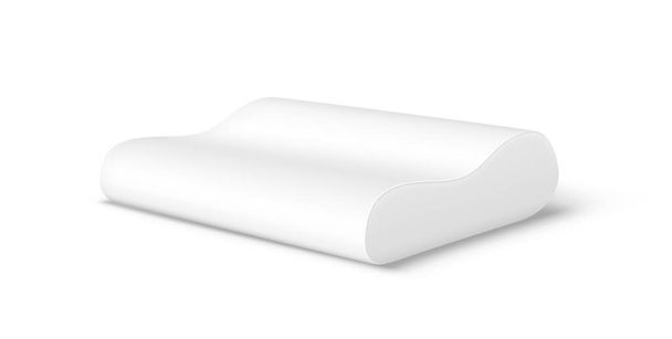 快適な睡眠のための整形外科の枕、現実的な3D 。メモリーフォーム枕付きのベッドルームクッション - ベクター画像