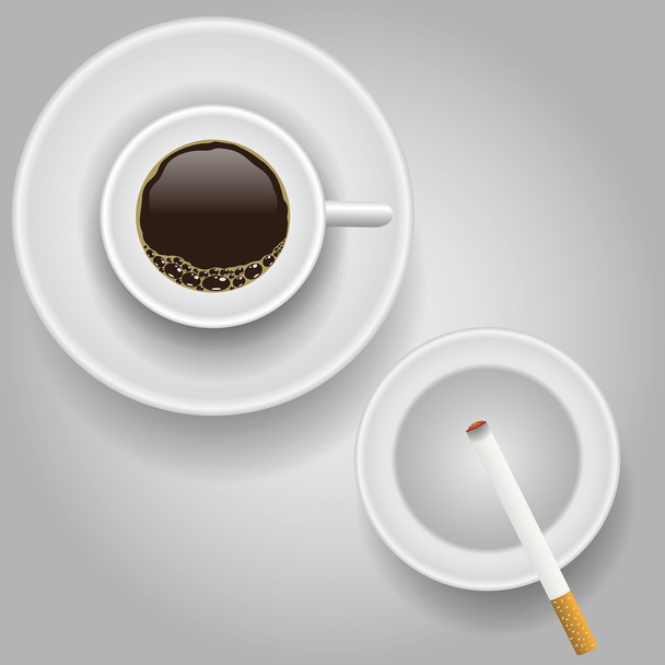 šálek kávy a cigaret - Vektor, obrázek