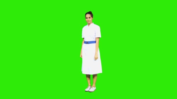 Enfermera vistiendo uniforme blanco
 - Metraje, vídeo