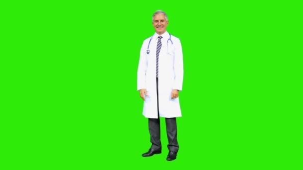 Male hospital consultant wearing white coat - Footage, Video
