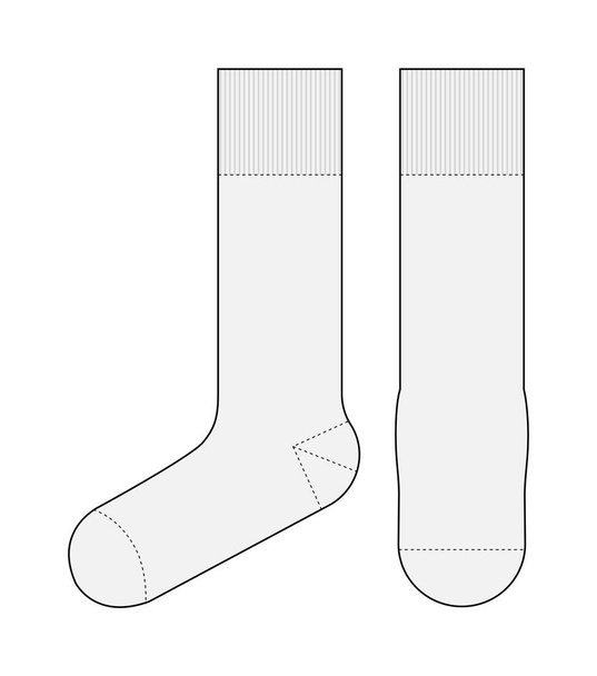 Illustration vectorielle de modèle de chaussettes (vue de face et de côté) - Vecteur, image