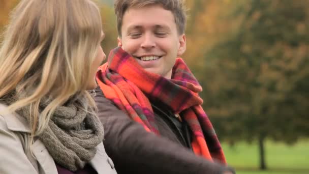 Caucasian Couple Autumn Day - Footage, Video