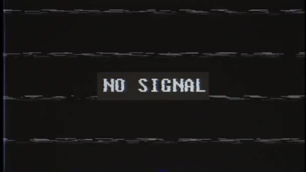 Source No signal old vintage TV. Glitch Error Video Damage. No signal sign. Bad interference. Broken antenna. Distortion and Flickering, analog TV signal. Static color noise. SMPTE color bars - Footage, Video
