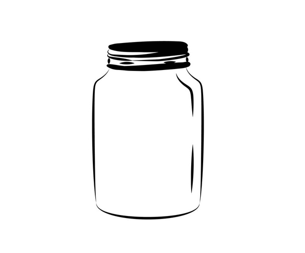 Glass jar on a white background. Silhouette. Vector illustration. - Vector, Image