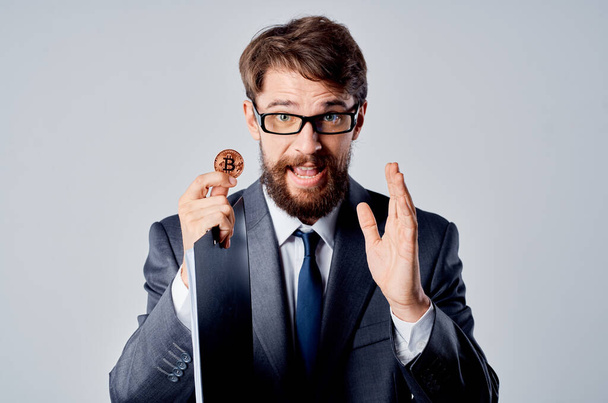 businessman with  bitcoin on isolated background. High quality photo - 写真・画像