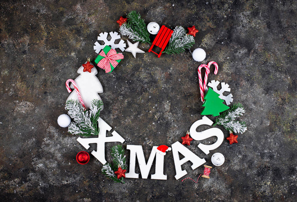 Decoración navideña con letras X-MAS - Foto, Imagen