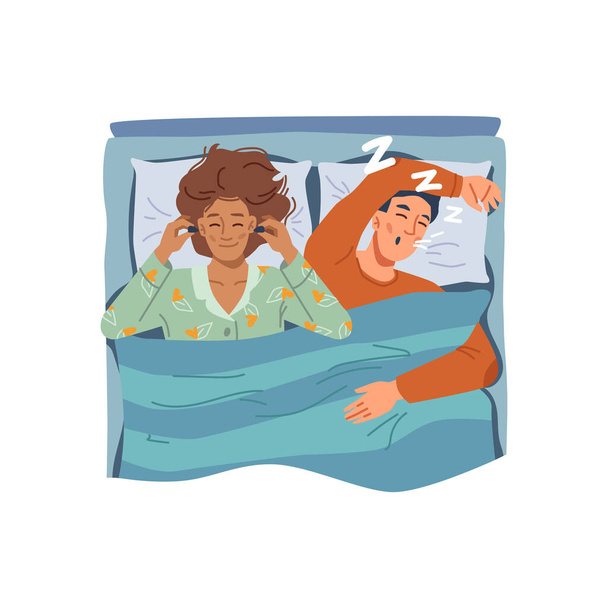 Solución para problemas de sueño protección contra ronquidos - Vector, imagen