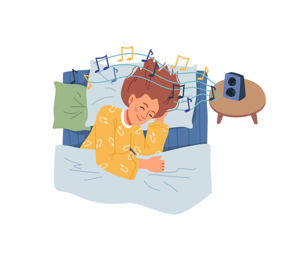 静かな音楽を聴く睡眠問題の解決 - ベクター画像
