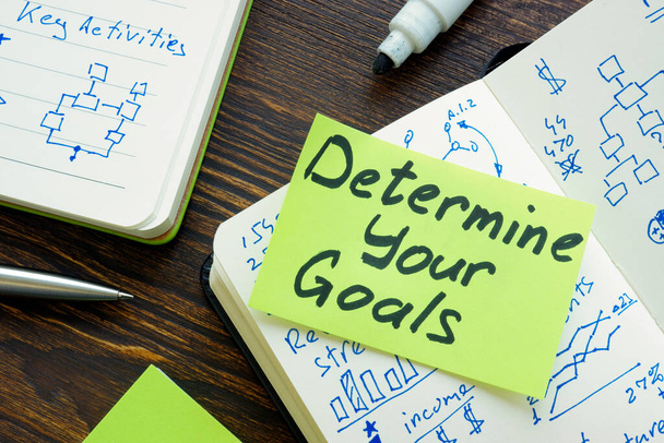 Determine your goals written on the sticker. - Valokuva, kuva