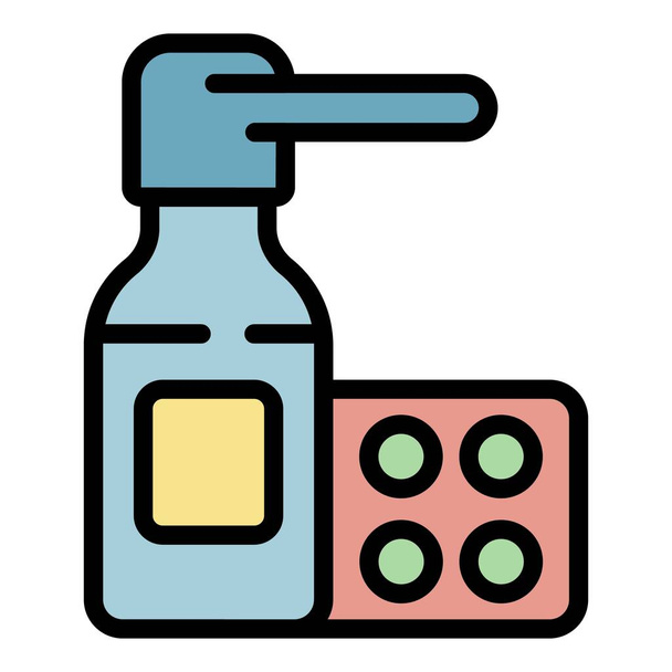 Spray bottle pill icon color outline vector - Vektor, obrázek