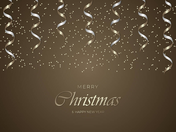Merry christmas and happy new year gold luxury background with golden confetti - Vector, Image