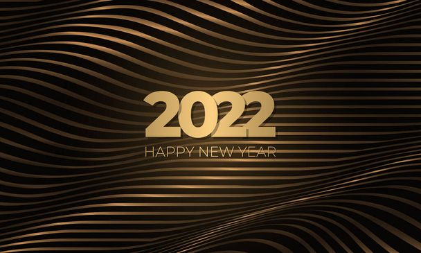 Mutlu yeni 2022 yılı zarif siyah ve altın renkli lüks arka plan - Vektör, Görsel