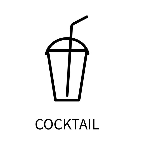 Line Icon Cocktail In Simple Style. Vector sign in a simple style isolated on a white background. - Vector, imagen