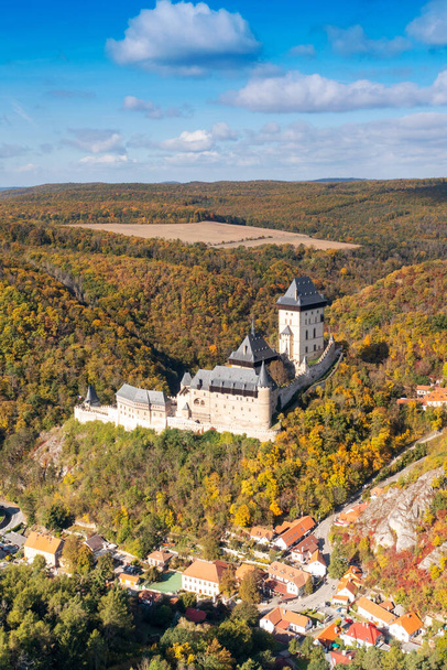  gothic royal castle Karlstejn near Prague, Central Bohemia, Czech republic - Fotoğraf, Görsel
