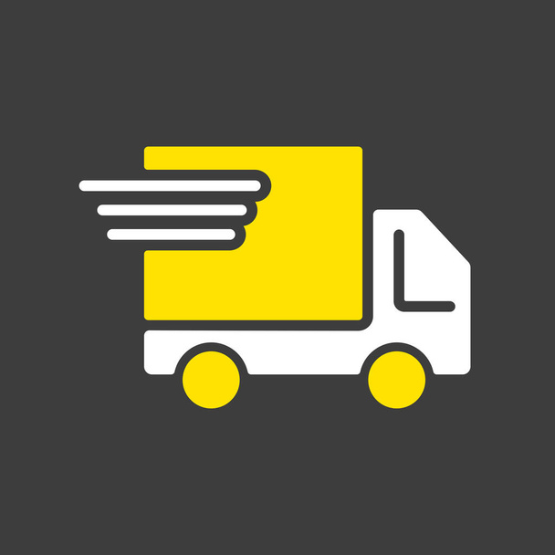 Gyors szállítás teherautó vektor lapos glyph ikon. Elektronikus kereskedelmi jelzés. Grafikon szimbólum a webhely design, logó, app, UI - Vektor, kép