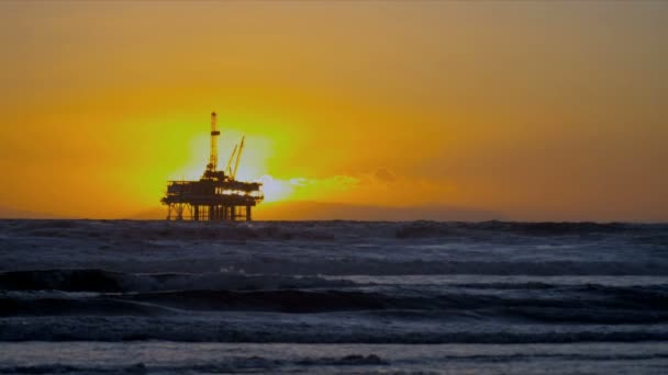 Oil Rig Platform at Sunset - Filmmaterial, Video