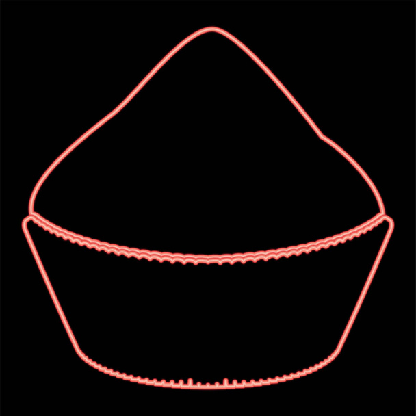 ネオンカップケーキ赤いカラーベクトルイラストフラットスタイルライトイメージ - ベクター画像