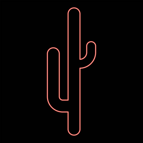 Neon cactus rode kleur vector illustratie platte stijl licht afbeelding - Vector, afbeelding