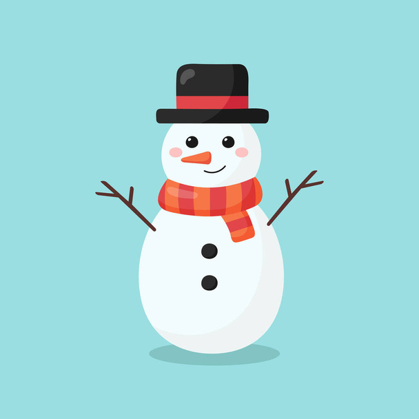 Snowman isolated on blue background. Vector illustration - Vector, Image