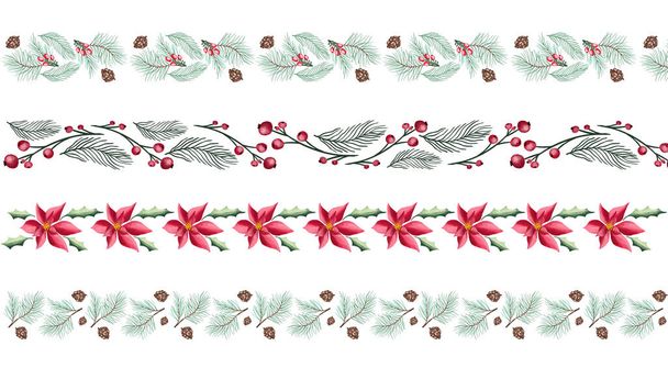 Lovely hand drawn christmas garland with branches and decoration, great for banners, wallpapers, cards - vector design - Vetor, Imagem