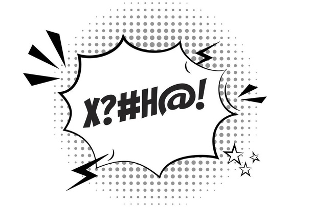 Comic speech bubble with swear words symbols Vector bad speech language icon illustration Μαύρη φούσκα ομιλίας με λογοκριμένο κείμενο που απομονώνεται σε λευκό φόντο - Διάνυσμα, εικόνα