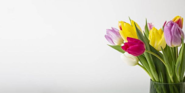vase with tulips close up - Фото, изображение
