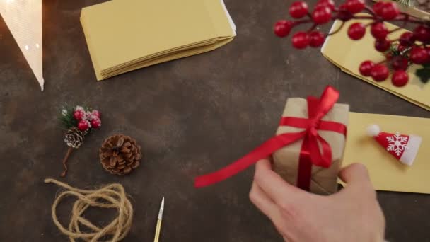 Advent. Gift preparation. Handmade. Craft envelopes. Gift decoration - Footage, Video
