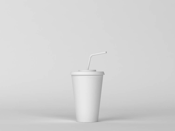 Cup with straw. Minimal scene. 3d illustration - Foto, Bild