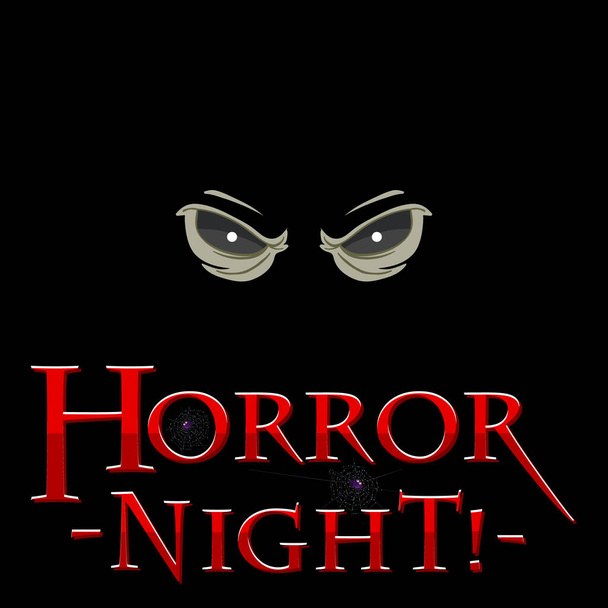 Horror Night font logo with creepy eyes illustration - Vector, Image