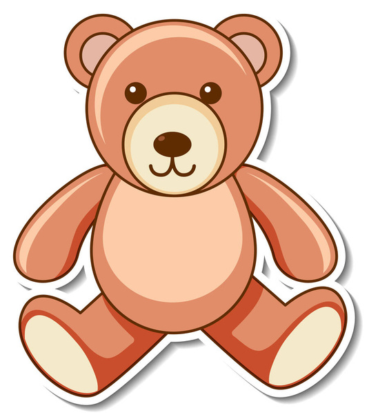 Sticker design with a teddy bear isolated illustration - Vector, Image