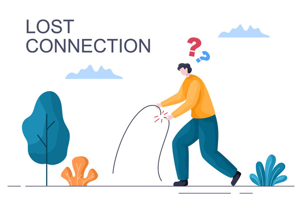 Lost Wireless Connection or Disconnected Cable, No Wifi Signal Internet, Page Not Found on Display Smartphone Screen. Background Vector Illustration - Vector, Image