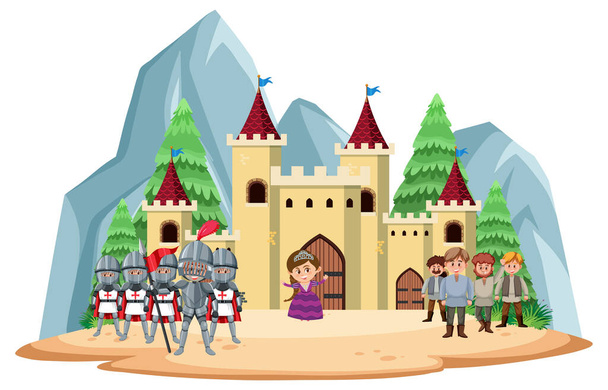 Glückliches Königreich mit schöner Königin-Illustration - Vektor, Bild