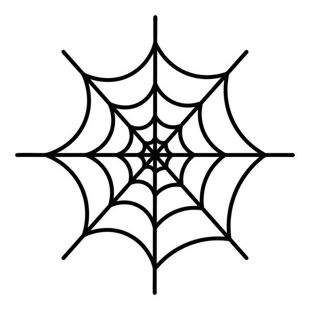 Spiderweb. Silhouette. Vector illustration. A sticky victim trap. Intricate network. Hunter's ambush. Thin thread. Halloween symbol. White isolated background. All Saints' Day. Idea for web design. - Vektor, Bild