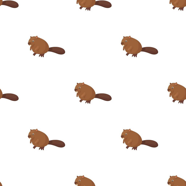 Beaver pattern seamless vector - Vektör, Görsel