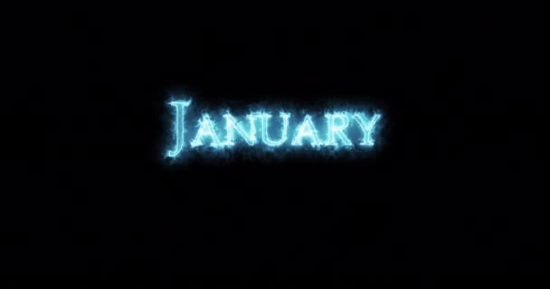 January written with blue fire. Loop - Footage, Video
