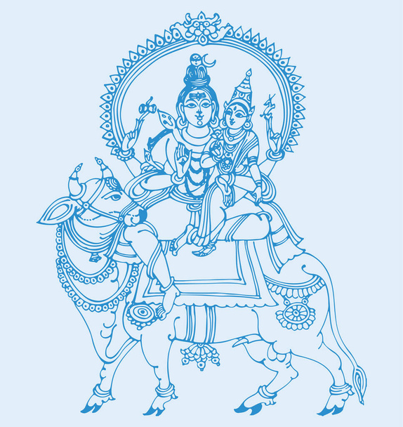 Dessin ou croquis du Seigneur Shiva et son signe et symboles esquissent illustration modifiable - Vecteur, image