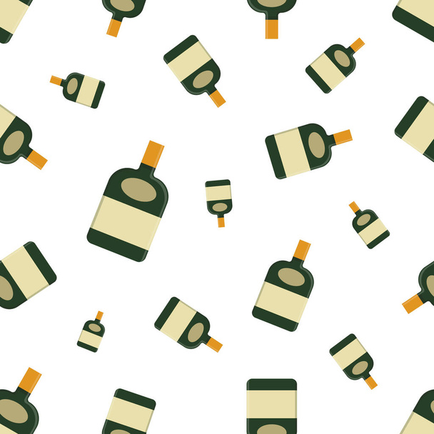 Seamless pattern with alcohol bottles. Vector illustration for bar. Bottle colorful pattern. - Vector, Image