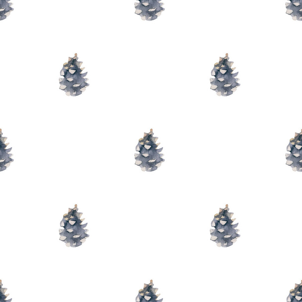 Seamless pattern. Hand drawn illustrations - Forest Autumn collection. Spruce branches, acorns, pine cones, fall leaves. - Фото, зображення