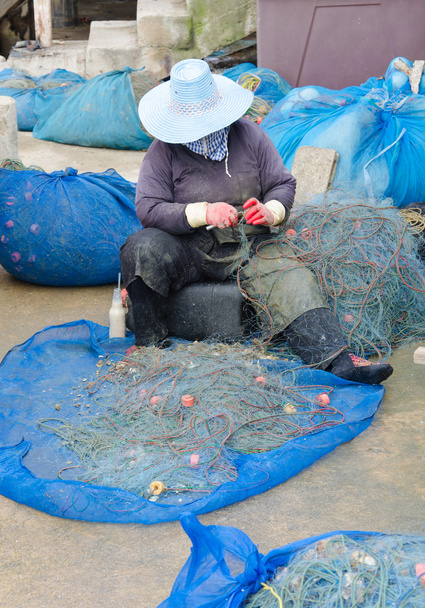 balıkçı net çıkmış balık almak - Fotoğraf, Görsel
