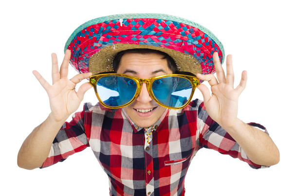 Konseptte sombrero olan komik bir Meksikalı. - Fotoğraf, Görsel