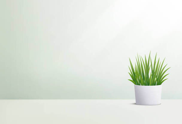 Background 3d abstract minimal scene with plant. Cosmetic product presentation. Vector illustration. - Vetor, Imagem