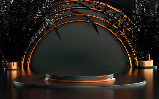 gradiens absztrakt gyűrű kör levelek luxus pódium színpadon termék háttér 3d renderelés - Fotó, kép
