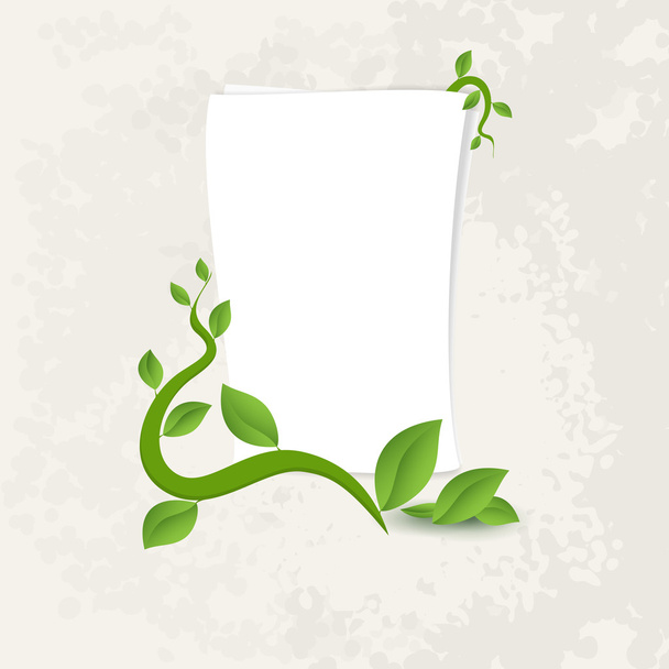 Banner with green leaves - Vector, Image