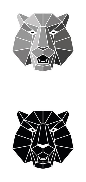 Origami geométrico Ilustración de 2022 años de formidable símbolo de cabeza de tigre negro macho según el calendario de astrología chino - Vector, Imagen