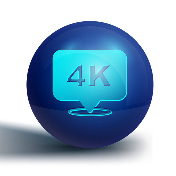Μπλε 4k Ultra HD εικονίδιο απομονώνονται σε λευκό φόντο. Κουμπί μπλε κύκλου. Διάνυσμα. - Διάνυσμα, εικόνα