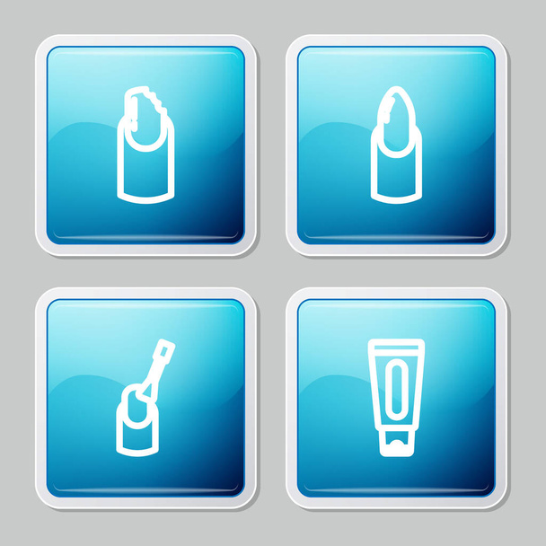 Set line Broken nail, Nail manicure,  and Tube of hand cream icon. Vector - Vector, Image